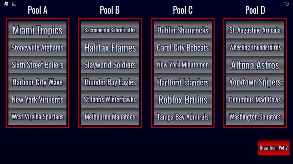 BMHLRoblox's tweet photo. The pools are set! Here is the round 1 opponents of the qualification tournament... https://t.co/iN5EIkErrW