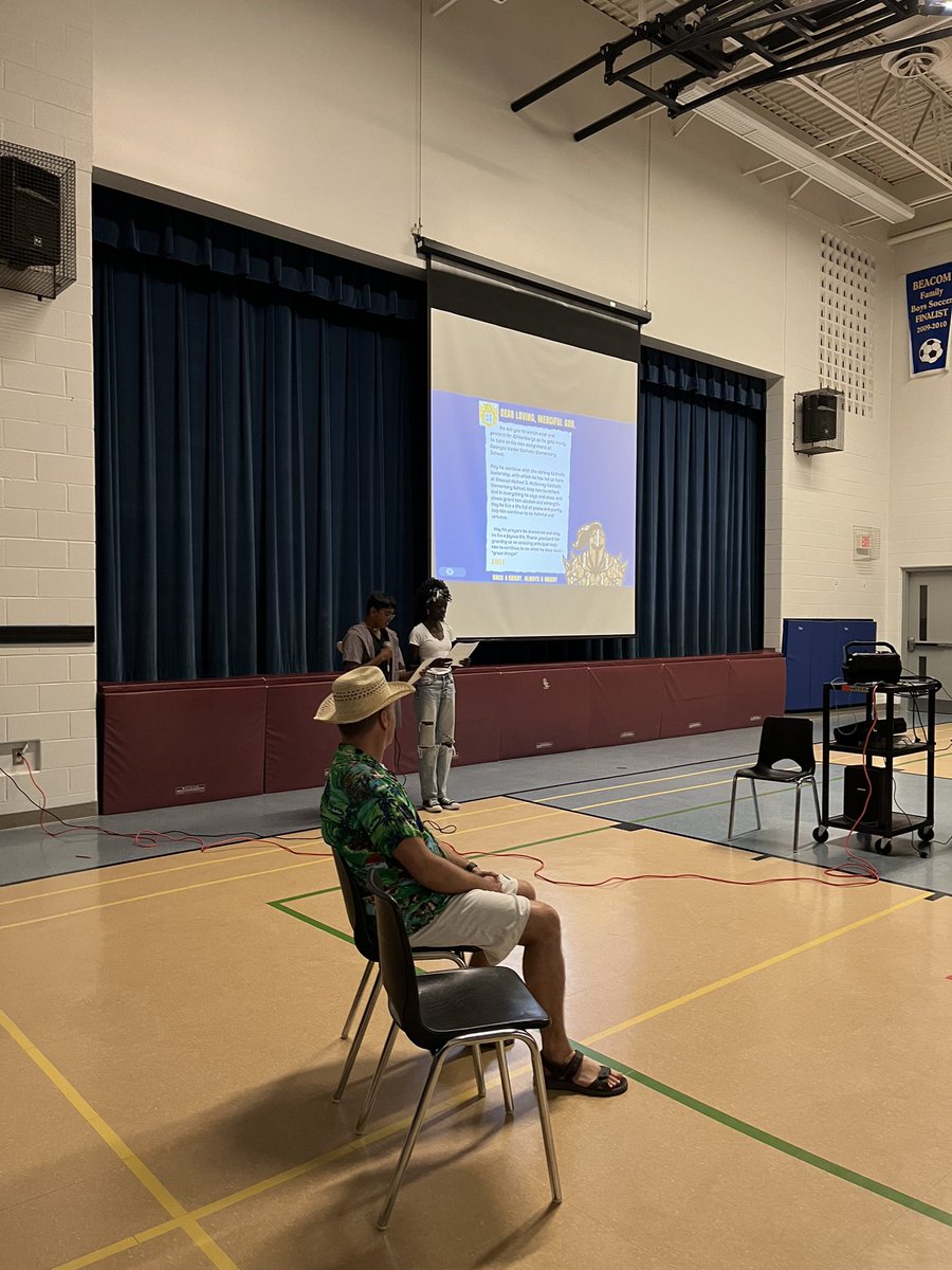 Mrs_FernGivney's tweet photo. Saying “adios” to Principal Birkenbergs today at a special assembly…will be greatly missed🥲 Continue to do #greatthings👍🏽Wishing him good luck and continued blessings  @thevikings28  #McGivneyKnights 🙏🏽@McGivneyDPCDSB 💕Btw…rocking “birdie dance” moves, Mr. B 😂@DPCDSBSchools https://t.co/KJVfM92c4L