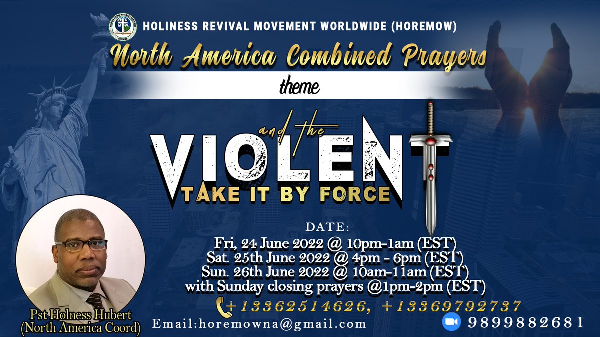 Ripplesms's tweet photo. *STARTING NOW - PLEASE JOIN IN🙏*:
*DAY 1- PRAYER &amp; FASTING ☆VIGIL TONIGHT*

*Friday, June 24, 2022:* At *10:00 PM* to 1:00 AM EST (3 Hours).

Join us on Zoom using *Meeting Link 🔗*: https://t.co/5FCq31taFQ or *Meeting ID: 989 988 2681*

*Tel: +1 646 558 8656* https://t.co/gOmN9uuvJ6
