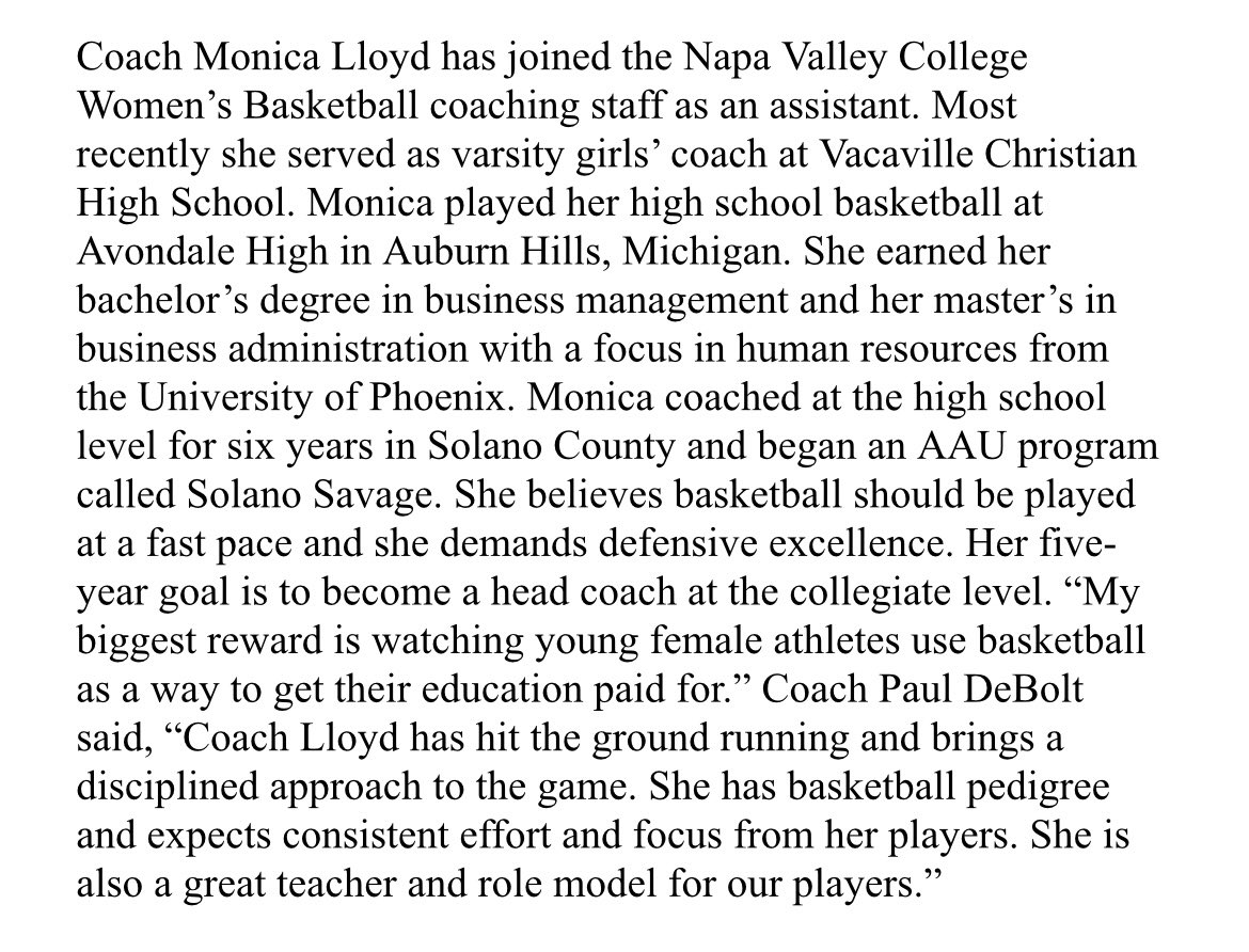 nvcwbb's tweet photo. Welcome Coach Monica 🏀⚡️ #NVCAthletics #StormOn #NVCWBB #NVCStorm https://t.co/W8iqusCzHj