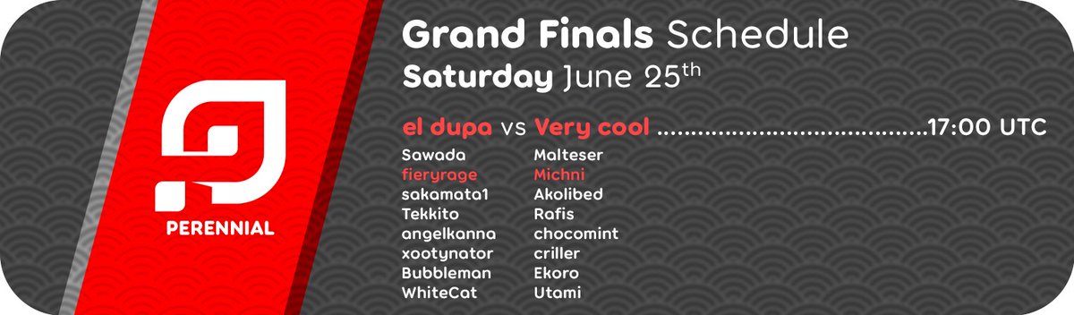 ThePerennialosu's tweet photo. The grand finals weekend is upon us, and the best of the best will be facing off starting tomorrow! el dupa takes on Very cool in the Loser's Grand Finals at 17:00 UTC today for the rights to advance to the Grand Finals on Sunday. Watch live on twitch at https://t.co/46YHOHACyw https://t.co/mMecXqlPgO