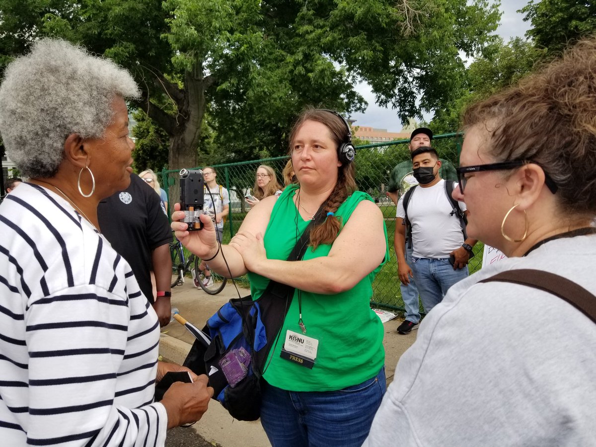 LWVColorado's tweet photo. @LWV President Dr. Deb Turner and @LWVColorado VP @Contiggs speak with @KGNU about the overturn of Roe. https://t.co/ZiIxkDUTnP