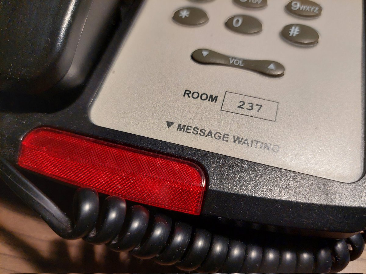 gamegodstv's tweet photo. Even my PHONE says room 237!!! Lol of course it does that's my hotel room. Wait... message waiting?!? GHOST messages?!? Just kidding I don't have any messages no one likes me :p https://t.co/mBsyYrsrUy