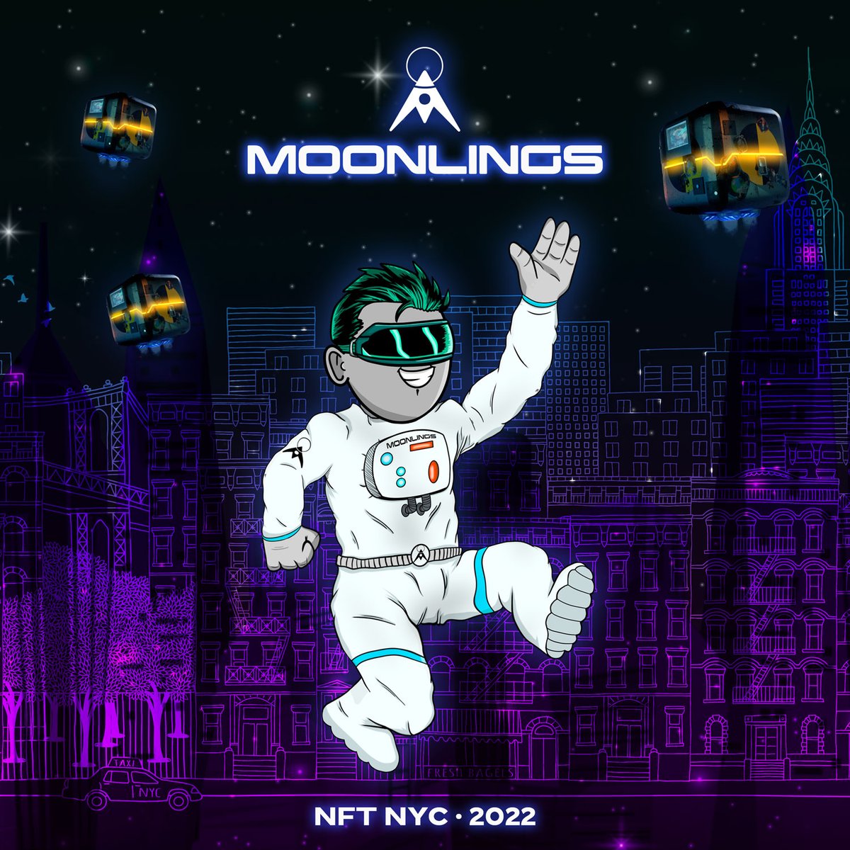 MoonlingsNFT's tweet photo. We hope everyone had a great time in New York! Safe travels back to your planets of origin! 🚀🪐🌙🛰️🛸 https://t.co/16bxgaxc3c