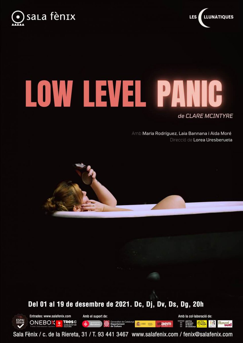 raquelalbosch's tweet photo. Encara sou a temps d'anar a veure #LowLevelPanic a la @SalaFenix, magnífic muntatge de @LesLlunatiques d'una obra de Clare McIntyre escrita fa 30 anys però (per desgràcia) esgarrifosament actual. Recomanable 100%! https://t.co/DVbwYC8W1b