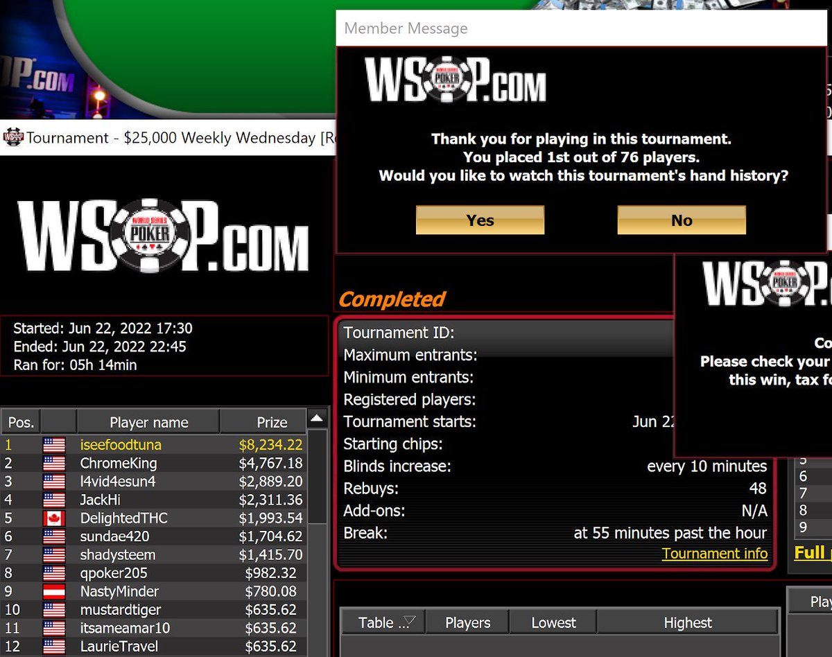 ElitePokerCoach's tweet photo. Scores coming from the EPC camp over the past couple of days! 

YIPYIP coming in with a super close effort at securing a WSOP ring, coming in 3rd!
Massive props to 'iseefoodtuna'. A massive $8.2k in the $25k Weekly Wednesday!

'BwareYellowSnow' finding the podium! LETS GO! https://t.co/QuThHqsYrc