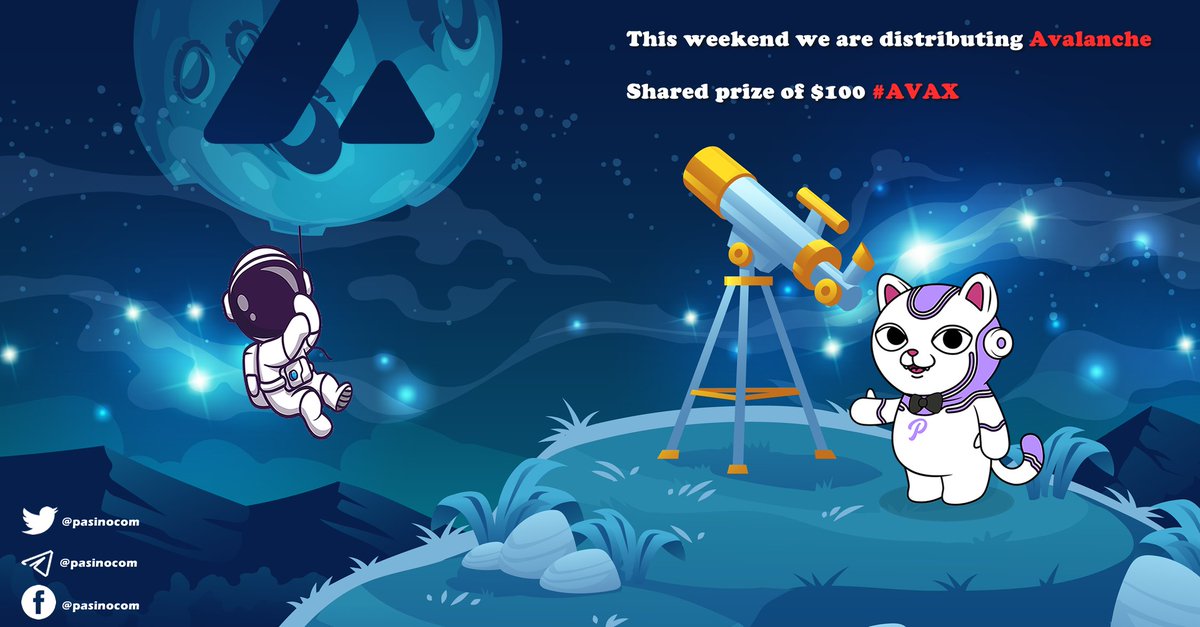 This weekend we give you #AVAX to play your favorite #Casino games + #slots at Pasino.com

🏆 2 winners of $50 each in #Avalanche

🔹 Follow <a href="/PasinoCom/">Pasino.com</a>
🔹 Like &amp; RT
🔹 Tag 3 friends with hashtag #Giveaway $AVAX #Pasino

⌛️Ends 6/26 @ 9PM EST
#Cryptocurrency #Bitcoin