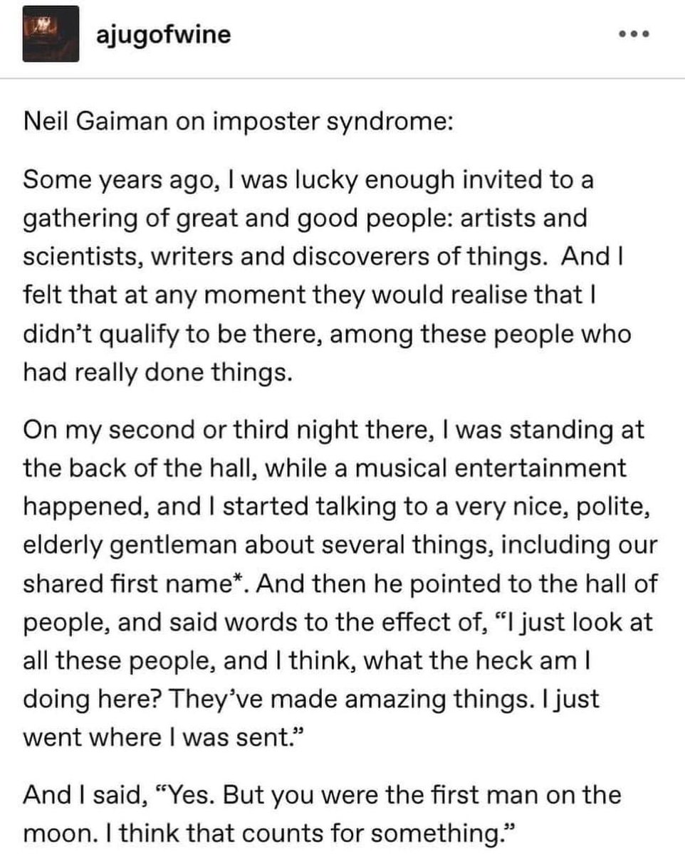 FCotFitzgerald's tweet photo. 3AM musings

"To infinity &amp; beyond" @neilhimself 

#NeilGaiman #NeilArmstrong #impostersyndrome #insomnia #musings #musing https://t.co/dtBpYQv7Ap