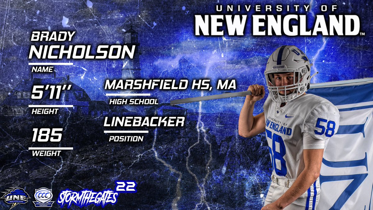 UNEfootball's tweet photo. 🌩️Welcome to the F A M I L Y🌩️
✍️Brady Nicholson
🏈Linebacker
🏫Marshfield HS, Massachusetts
📚Guided Undergraduate Studies https://t.co/HkyPZ0qWFj