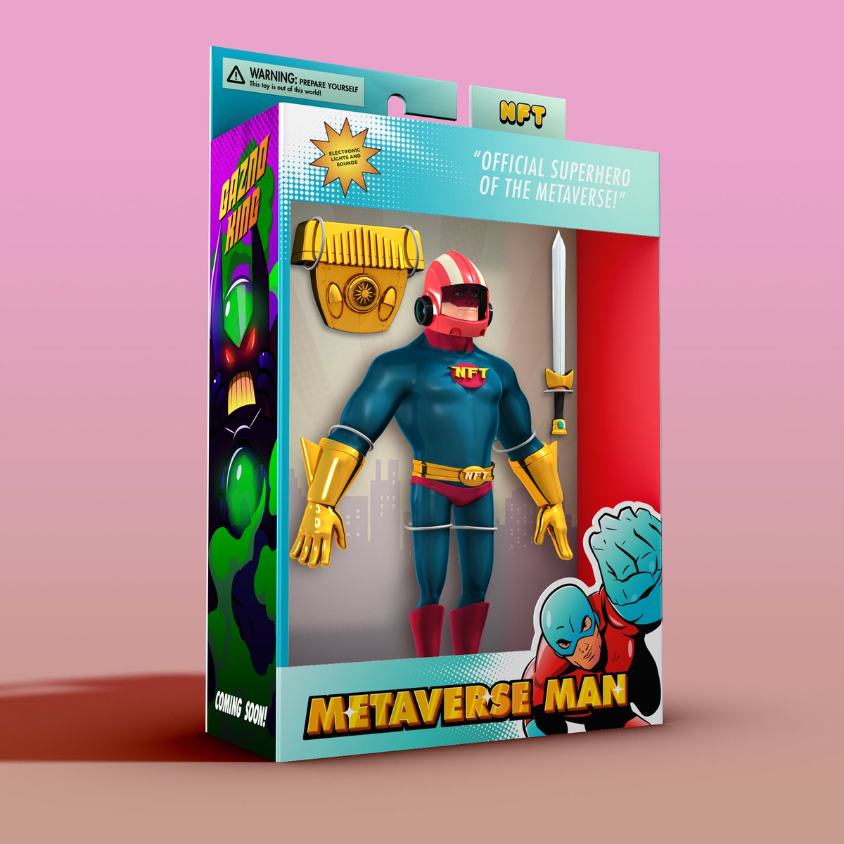 MetaverseManNFT's tweet photo. With his SHINY GOLD Jetpack and powerful sword at hand, Metaverse Man suits his special helmet and gold gauntlets ready for any malicious villains on the horizon... 👀

Follow @MetaverseManNFT @MarcRyanNFT 
RT &amp; LIKE ❤️
Tag your friends!

#MetaverseMan #NFTCommunity #NFTGiveaway https://t.co/XGXrYgHAHN
