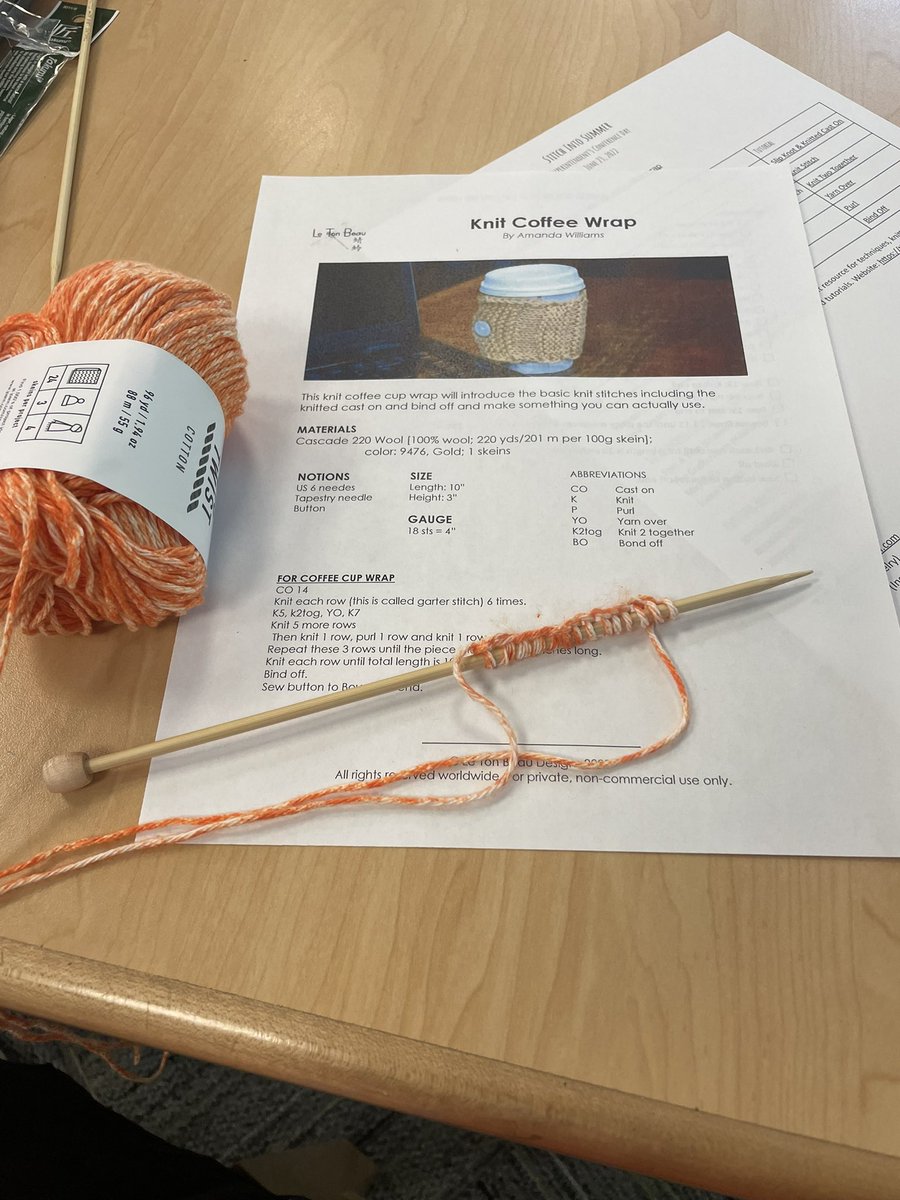 AshleyKenyon89's tweet photo. Yesterday I learned to knit 🧶. It’s getting tighter as I go. I’ve done a double stitch, a drop stitch, purl, and knit phew! Thanks @MrsDabek! https://t.co/HX5547gZvO
