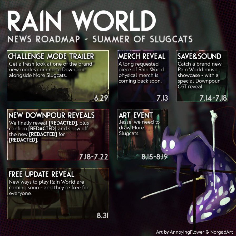 Summer 

of 

Slugcats

<a href="/RainWorldGame/">Rain World: The Watcher 🌙</a> <a href="/akuparagames/">Akupara Games 💫 Indie Games</a>