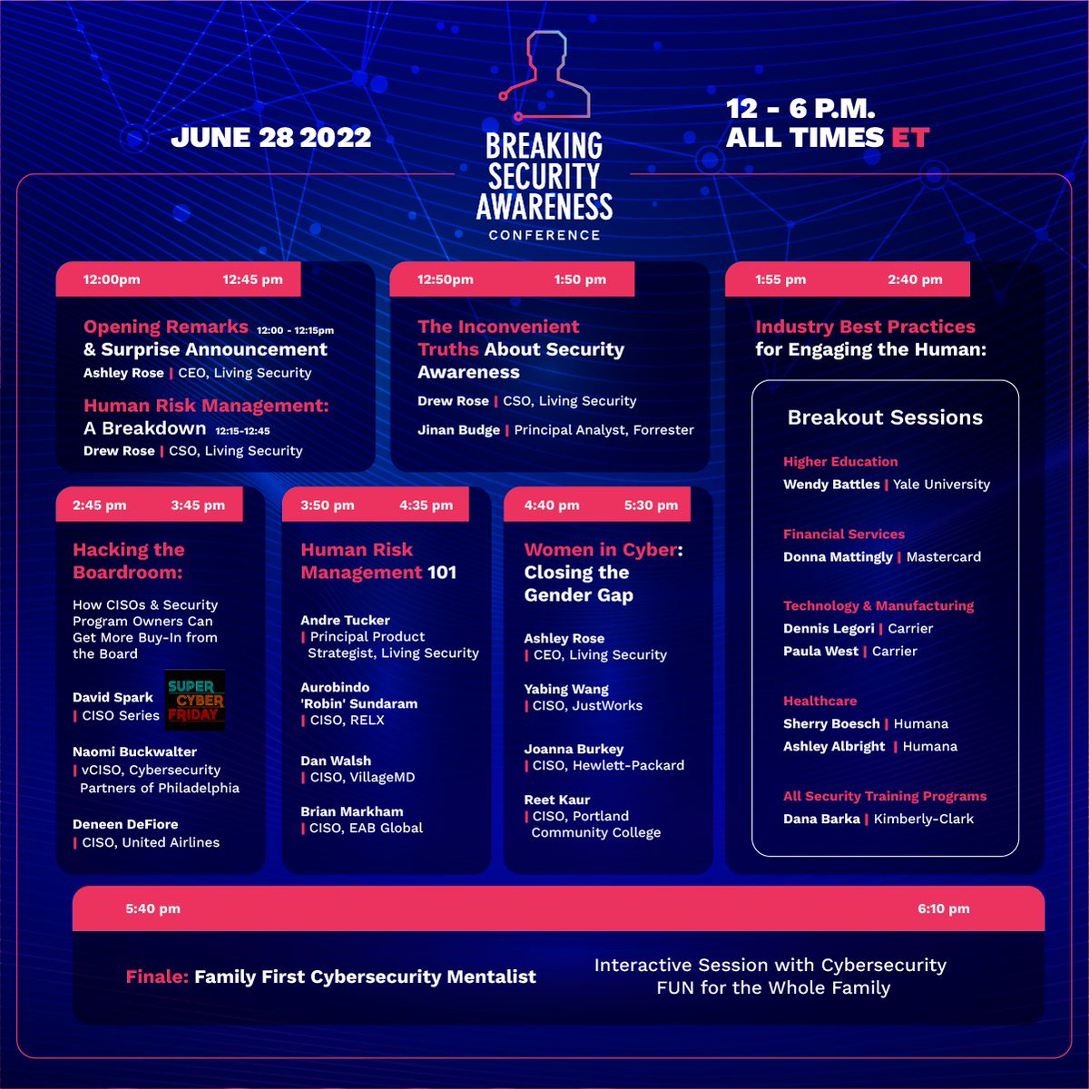 Our 3rd annual free virtual conferences is only days away! We couldn't be more excited to have so many incredible speakers in one place. 

Join us next Tuesday: livingsecurity.com/breaking-secur…