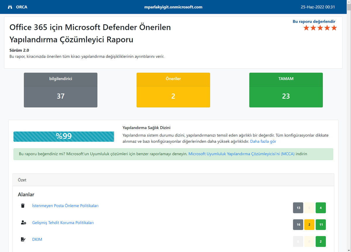 mparlakyigit's tweet photo. #MicrosoftDefenderforOffice365 Recommended Configuration Analyzer (#ORCA) Modülünü güncellemeyi unutmayın. Güncelleme işleminden sonra ORCA'yı çalıştırarak #ExchangeOnlineProtection & #MicrosoftDefenderforOffice365 ürünlerinizin sıkılaştırmasını yapın.
https://t.co/RzKNnESkuL https://t.co/5BhJllDevp
