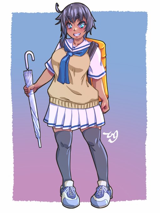 おはようございます
昨夜はすごい雨でしたね。
制服+サマーベストスタイルの
通学蓮歌描いてみました。
#九嶺蓮歌 