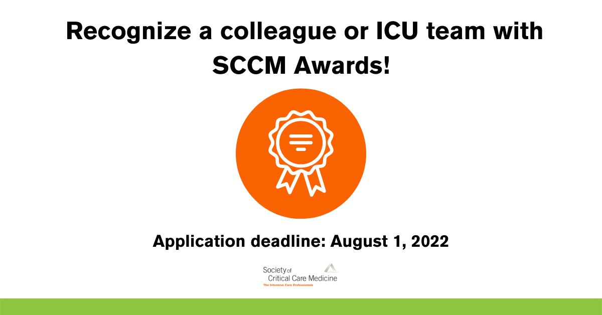 SCCM's tweet photo. Celebrate the achievements of your ICU team! Apply for or nominate a colleague for an SCCM award today: https://t.co/qx2Pgkc0fF

#SCCMSoMe https://t.co/C18PzA8S8w