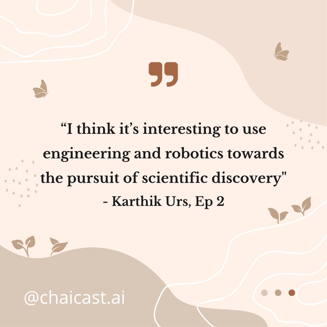 chAIcast's tweet photo. Have you listened to our episode with roboticist Karthik Urs? Here's what he had to say about space robotics, experiencing education in the US as a South Asian, and advice for aspiring roboticists &amp; engineers. Go to the link in our bio to listen to Episode 2! https://t.co/hAGBvdVFTA