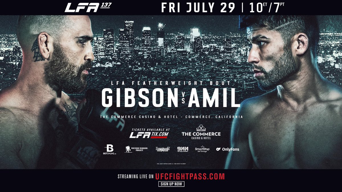 LFA brings explosive #SoCal vs. #NorCal rivalry to California at #LFA137! 💥 @ChaseGibson_145 vs. @HyderTheFighter Friday, July 29 @CommerceCasino #Commerce, #California ℹ️: bit.ly/LFA137 🎫: bit.ly/LFA137_TIX #MMA #LFANation @UFCFightPass