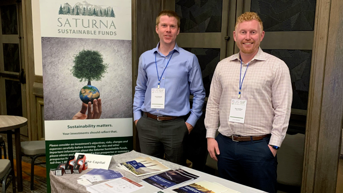 SaturnaCapital's tweet photo. “We learned & shared with some of the brightest & most passionate in the #sustainable #investing industry. We left feeling hopeful but also cognizant there is still a lot of work to do around the globe." Levi Stewart Zurbrugg & Gus Grefthen at #USSIF 2022 Conference https://t.co/Hkim0MAbE1