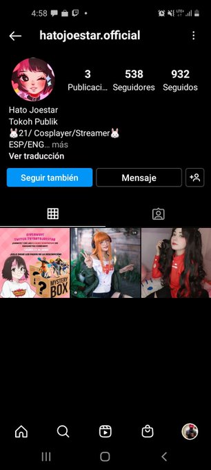 Al principio, fue de waaa!, me sigue @HatoJoestar en instagram y luego me di cuenta que era una cuenta