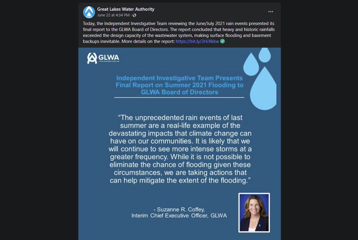 Willi_H2O's tweet photo. #SEMCOG and #Michigan City PLANNERS - screwed the pooch - by NOT anticipating the vast expanses & amount of concrete, asphalt, development, etc. - FUNNELING the rain into pipes. No open ground, no percolation in dirt - it ALL becomes runoff. At least they admit some fault. https://t.co/5fYihc2HGQ