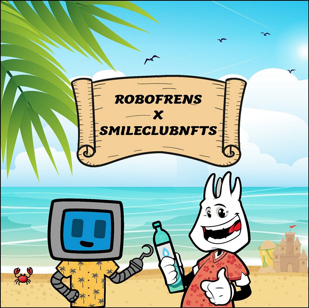 SmileClubNFTs's tweet photo. SmileClubNFTs X robofrens 

Teaming up with @robofrens to bring you a massive collaboration extending deeper than one tweet. 

Follow both projects,❤️,🔄, &amp; reply #PayYourDentistWithNFTs and #BeepBeep to enter

💰0.1 ETH
🤖 5 Free robo omega NFTs
🦷 1 Free SmileClub NFT
🦷 5 WL https://t.co/XmTgLwTXQd