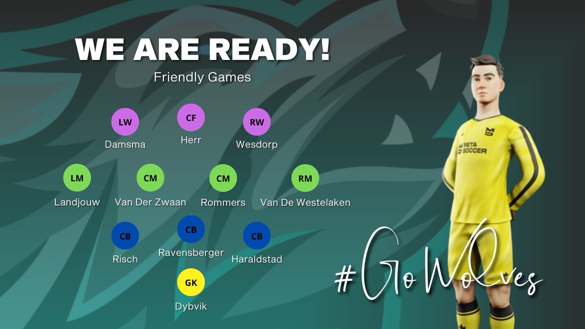 MetaWolvesMSU's tweet photo. #WeAreReady
Tonight we have PvE friendly game.
Our lineup is launched, let's go with the best we have.
Who's cheering for #MetaWolves?
#GoWolves #MetaWolves #MetaSoccer #Metaverse #P2E https://t.co/I2wh8Fj8lK