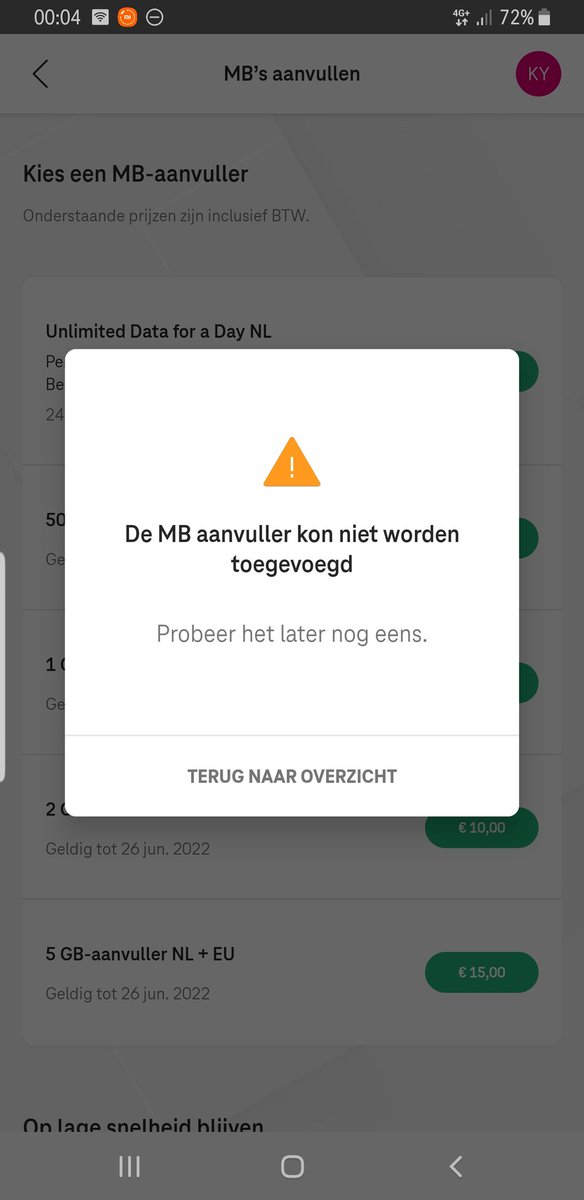 MissYeh's tweet photo. @TMobile_NL ik probreer steeds een dagpas internet aan te vragen maar krijg steeds de melding dat het niet aangevuld kan worden..pls help https://t.co/GNye4c7jVC