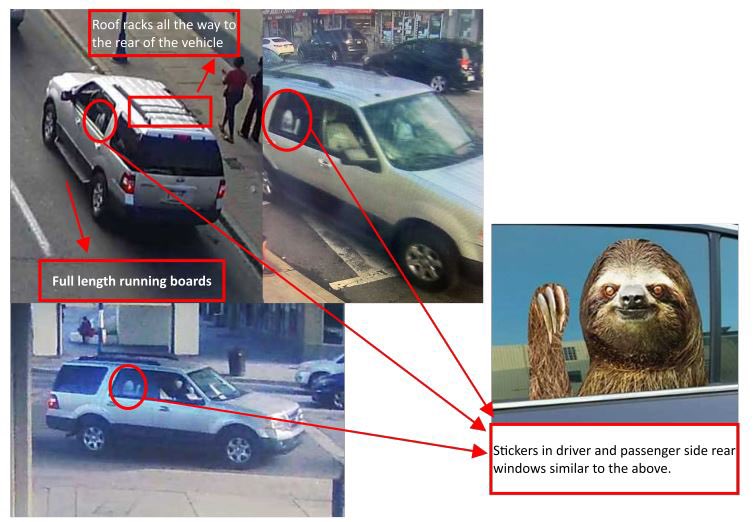 We are looking for any and all information regarding the vehicle in the attached photographs, which is suspected to have been involved in a hit-and-run. The vehicle is a light-colored Ford Expedition with full-length running boards. Message us or socialmedia@udpd.org