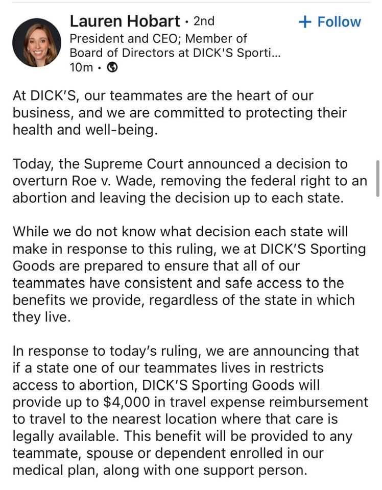 MsmichelleRod's tweet photo. Thank you @dickssportingss #mybodymychoice #RoeVsWade #dickssportingss https://t.co/UDVVGTCCgq