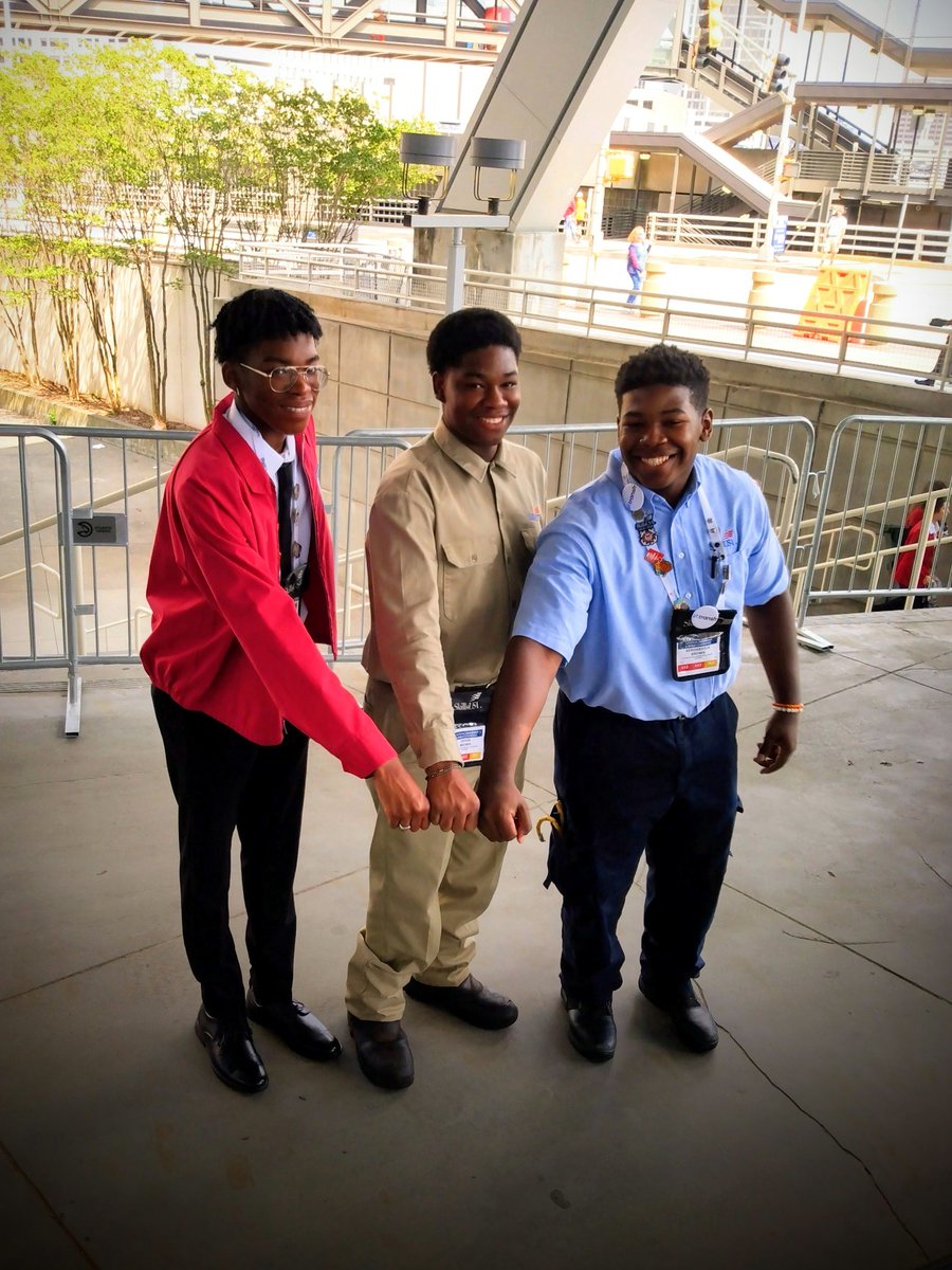 So much work has been put in to get this far. These three young men are representing the state of Arkansas, Metropolitan, Excel and their home schools at SkillsUSA! #SkillsUSA2022 #SkillsUSAAwards #ChamiponsAtWork