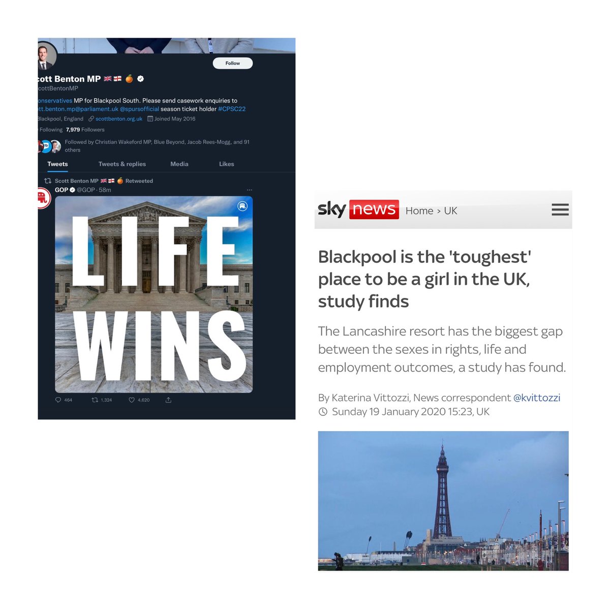 A report published a few years back stated Blackpool is the toughest place to grow up being a girl.

That is why we need representatives and leaders who understand issues that face women.

after this evening‘s retweet it’s obvious that our MP Scott Benson clearly doesn’t!