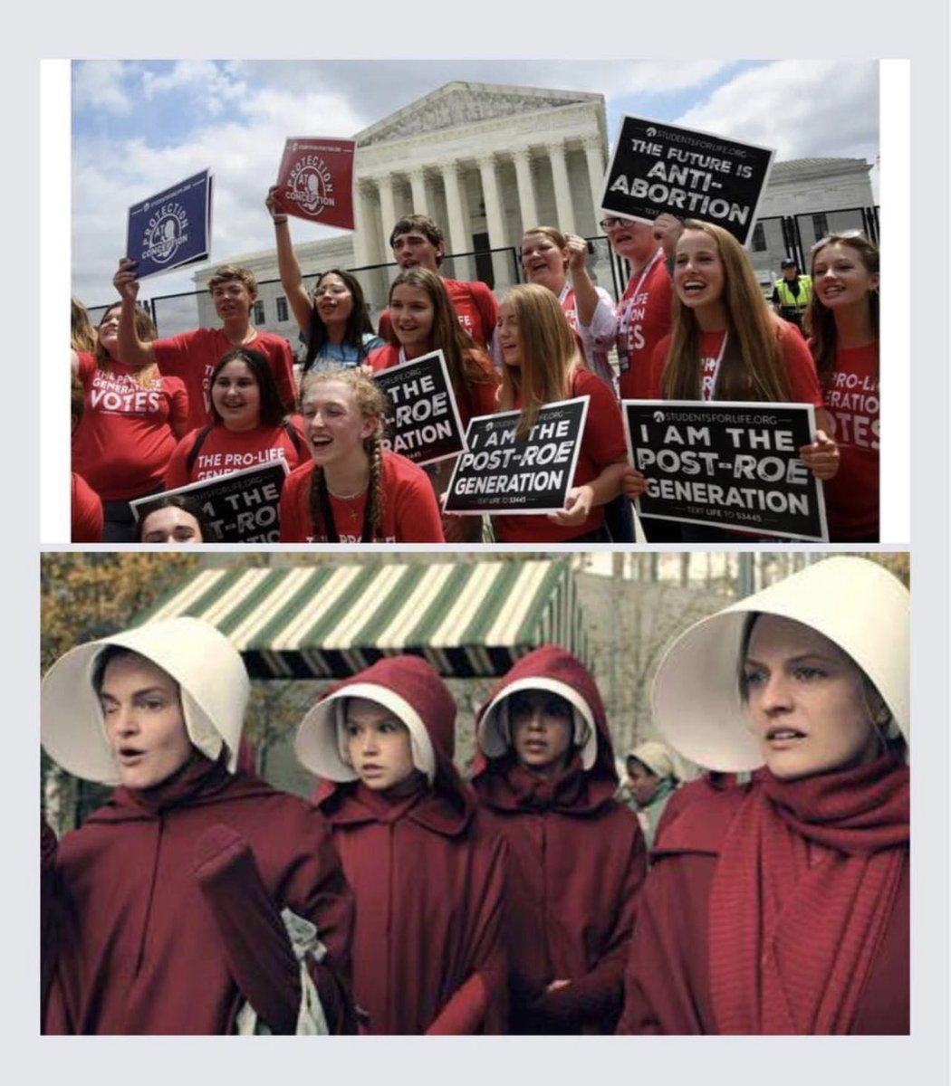 JulieS_PRINT's tweet photo. They’re already wearing the red of their future Handmaids uniform. #RoeVWade https://t.co/UWhPhlewOO