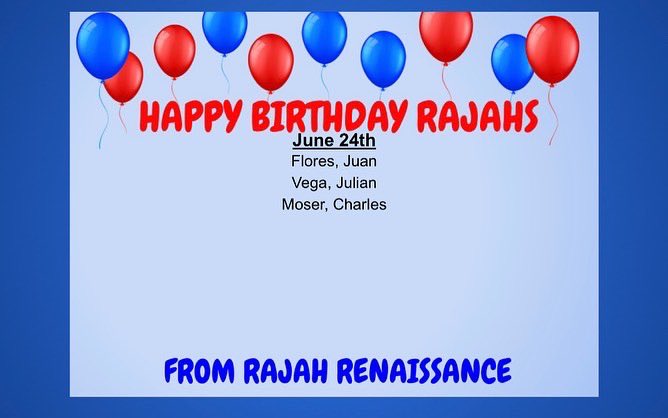 Happy Birthday Rajahs!!!! #RajahsRiseAsOne <a href="/J_Renaissance/">Jostens Renaissance</a> @IHSRajahs <a href="/Mrs21Rodriguez/">Monica Rodriguez</a> <a href="/derrickLawson62/">Derrick Lawson</a>