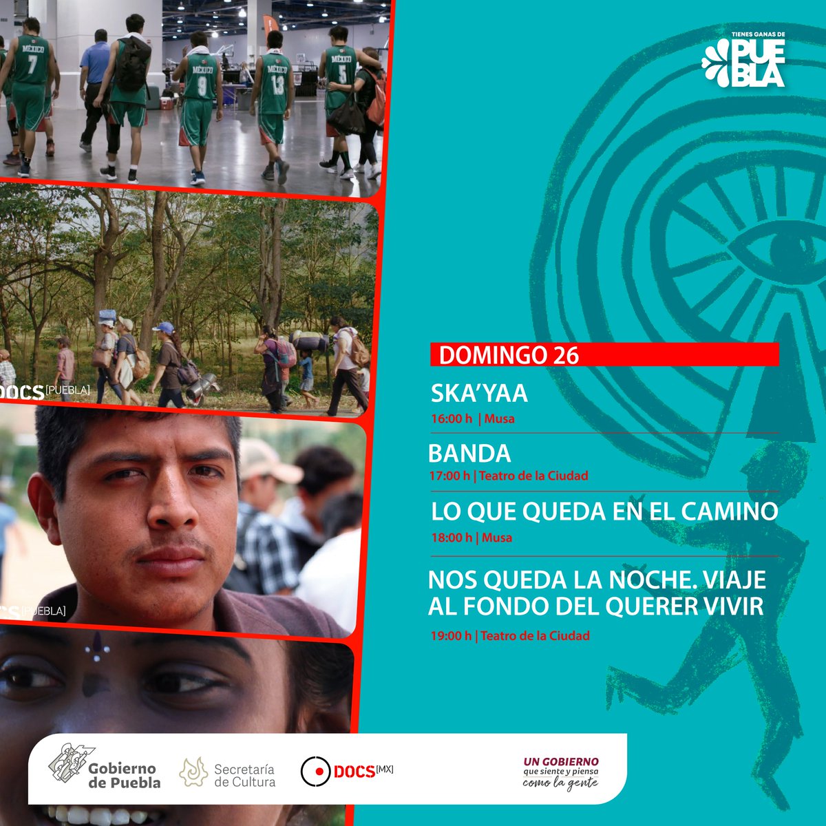 CulturaGobPue's tweet image. ¡#DocsPuebla2022 👁🗨 ya está aquí! @DocsMX @cinemateca_pue 

Consulta la cartelera 📽️ del fin de semana y disfruta las proyecciones que tenemos para ti⬇️.
#TienesGanasDePuebla.