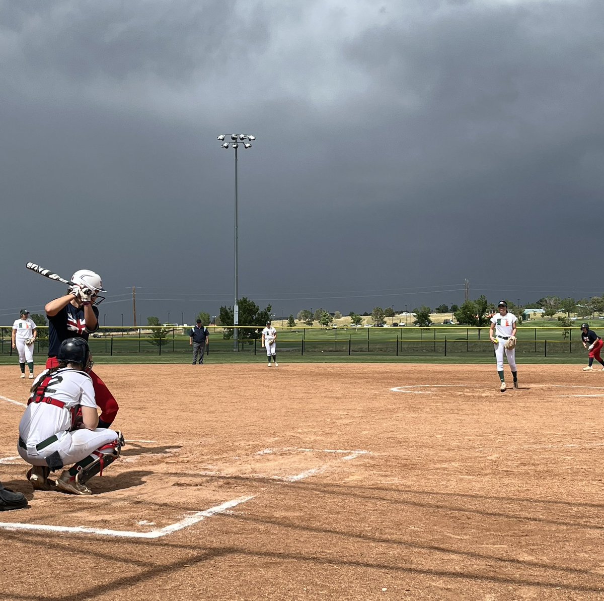 Stormy Skies Can’t Stop Team Ireland from Racking Up the Hits. Ireland Leads 11-4 Mid 5. 🇮🇪☘️🧡🥎<a href="/TCSFastpitch/">TC Fastpitch</a> <a href="/COSparkFire/">CO 4th of July</a>
