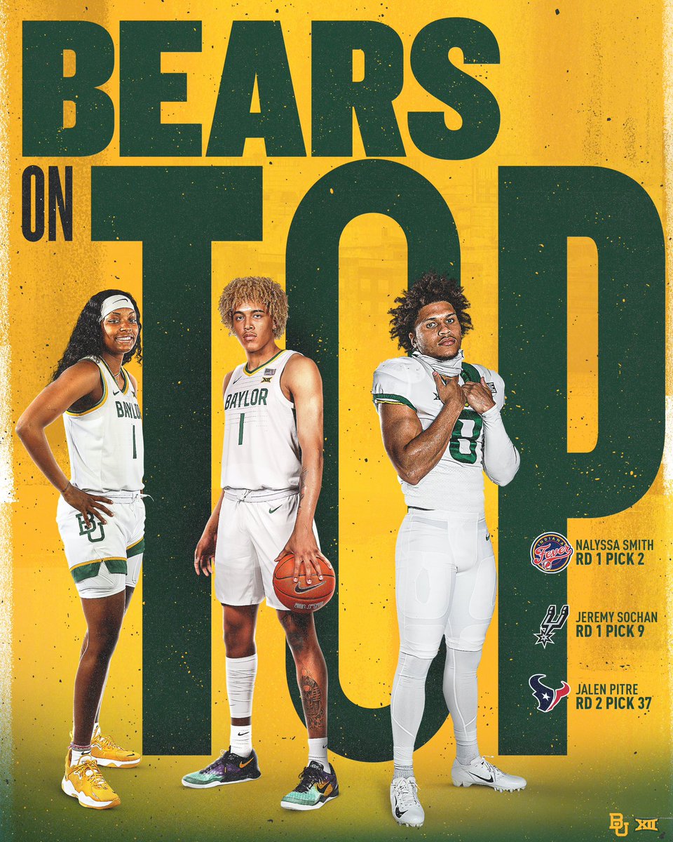 Want to play professional ball?

Be a Baylor Bear. 

Baylor is the 𝐎𝐍𝐋𝐘 school to have multiple NFL, NBA and WNBA draft picks this year❗️

#SicEm