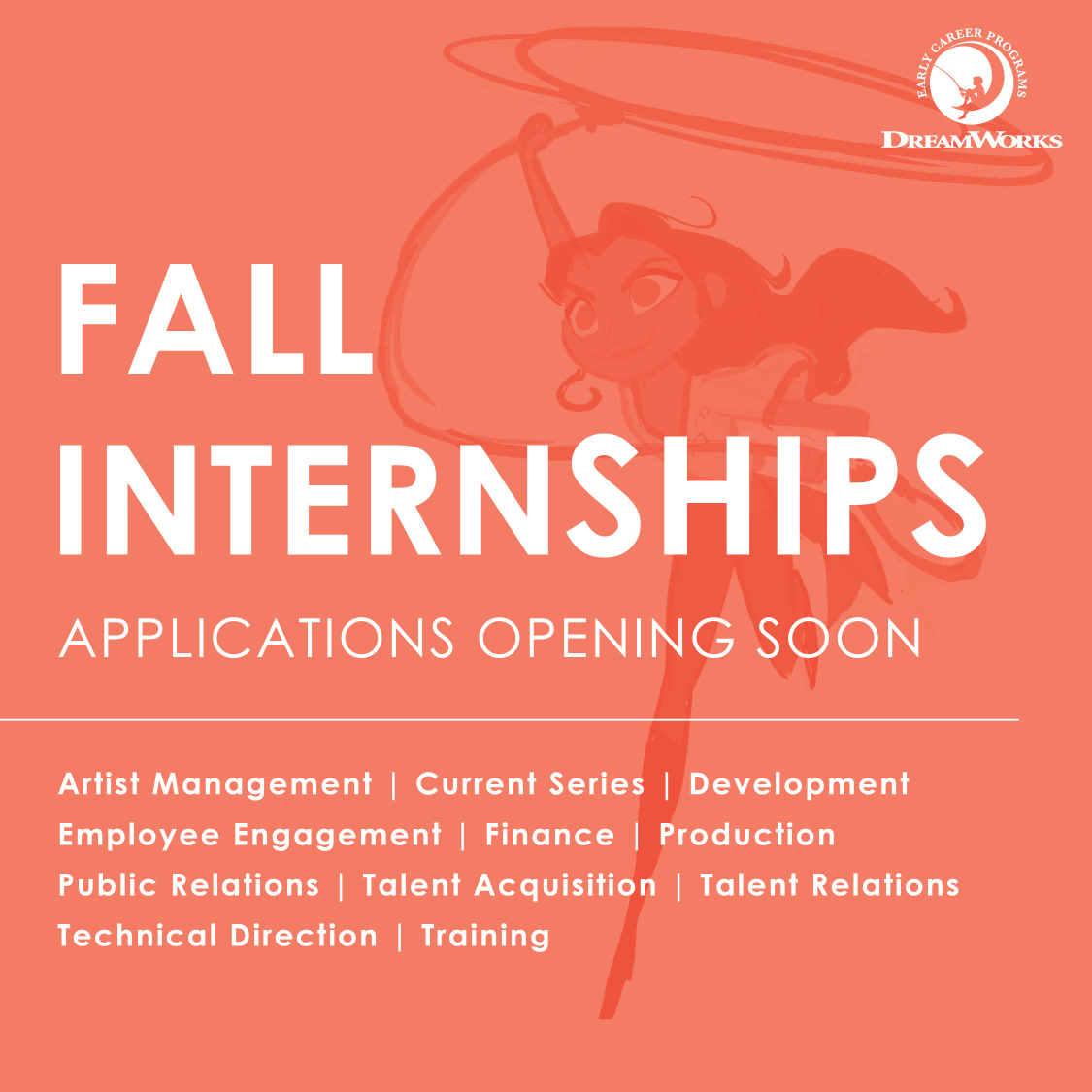 dreamworksjobs's tweet photo. DreamWorks Fall 2022 Internship Applications are opening soon! Stay tuned next week for exciting updates π Learn more about our programs at https://t.co/asbdAZY3Jw
#DreamWorksEarlyCareers #Internships #FallInternships #Animation #AnimationInterns #Students #AnimationArtists https://t.co/hf407Zb3YV