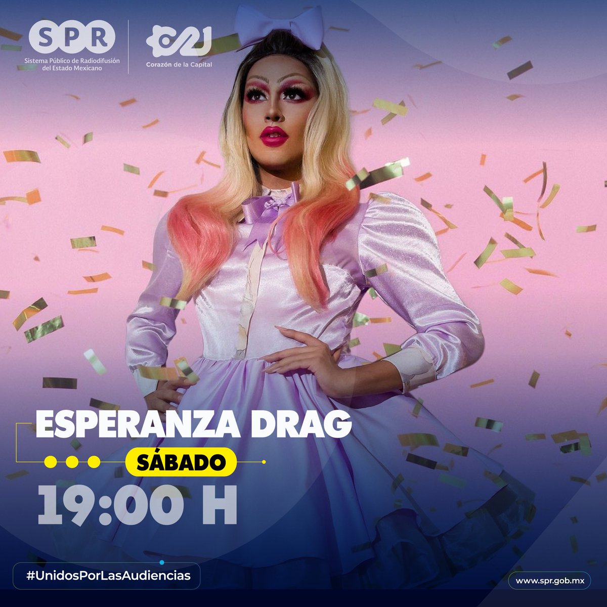 SPRMexico's tweet photo. .@Capital_21 a través de "Ezperanza Drag" se une a la celebración de la #MarchaDelOrgullo. No te pierdas este programa donde 8 #DragQueens mediante un #LypSinc luchan contra del odio, la fobia y la discriminación.
Sábado 25 de junio, 19:00hrs. por 21.1 o en @MxPlayTV https://t.co/Cxw3peCD45