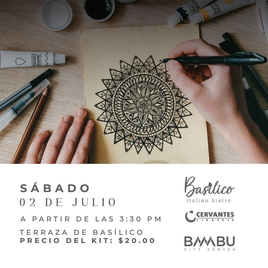 MandaleandoSV's tweet photo. Taller de Mandalas con #Mandaleando! 

Venite la tarde del sábado 2 de julio para aprender un par de técnicas para dibujar y crear tus propias ideas… Y de paso nos quitamos el estrés con el menú tan rico de #Basilico en @BambuCityCenter https://t.co/MhQFWr3Hb8