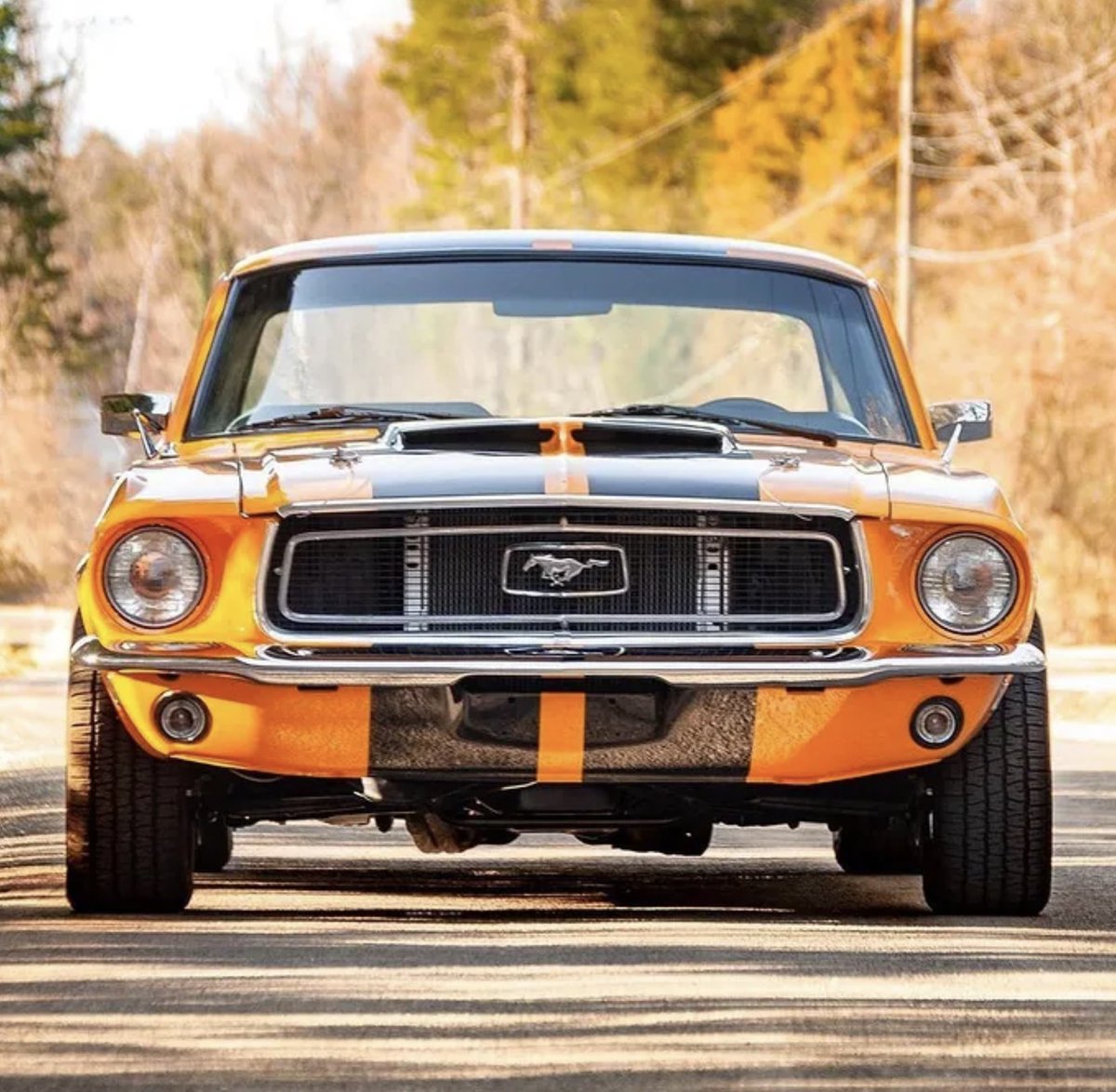 It’s hard not to smile when you say Grabber Orange. Check out mcfear and the 68 coupe pics on IG #classicmustang #mustangsofinstagram #mustangpodcast #americanmuscle #driveclassics #musclecar #mustangrestoration  