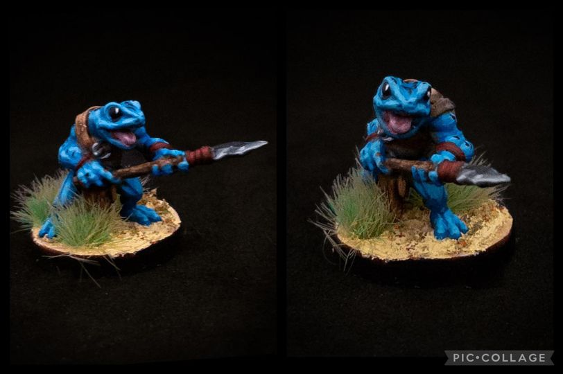 DuncanShadow's tweet photo. Frog folk with spear painted by the very talented @mleminipainting (Instergram)
Sculpted by me and available from my MyMiniFactory store
#frogfolk #grung #boggart #dnd #pathfinderrpg #dungeonsanddragons #3dprint #3dprinting #burrowsandbadgers https://t.co/NHMO7Y0EHA