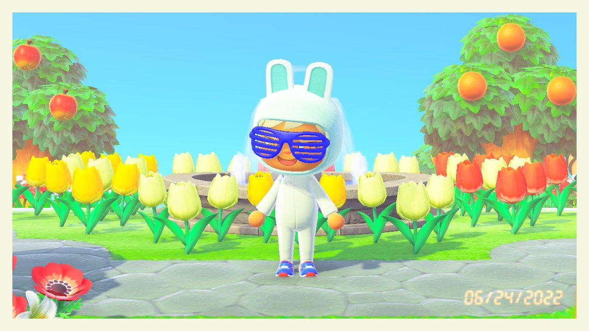 scurredycat's tweet photo. new menace in town and he's wearing a bunny onesie and scaring the locals #AnimalCrossing #ACNH #NintendoSwitch https://t.co/eH7iPHz8wC