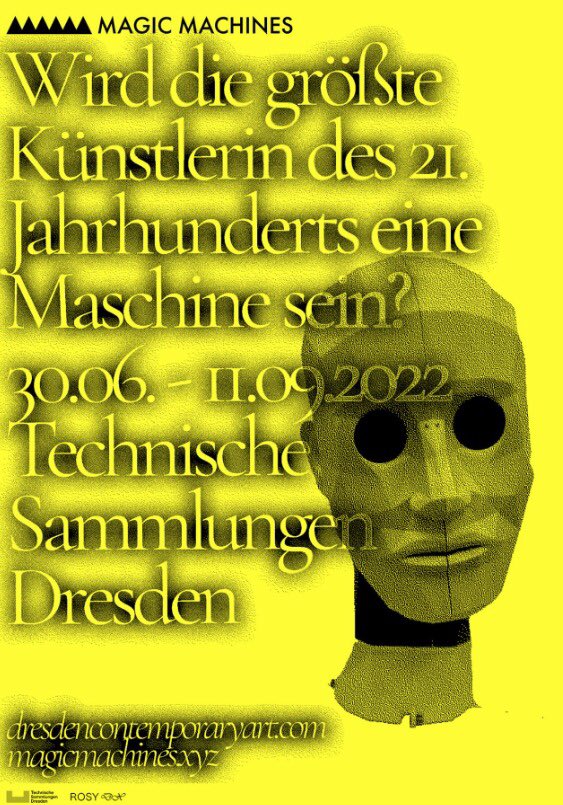 Emidio_B's tweet photo. Next week I will be part of the Magic Machine Award exhibition at Technische Sammlungen Dresden.

Do not miss the opening lecture by Michael Klipphahn :

Magische Maschinen? Verbindungen von KI und Magie in der Kunst

Magical machines? Connections between AI and Magic in Art https://t.co/1URBoKiDhK