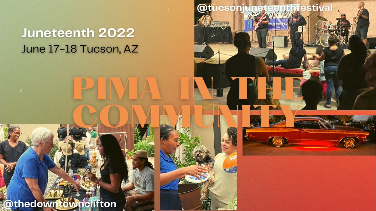 pimatweets's tweet photo. Pima made the most of opportunities to attend Juneteenth events, including the Black Joy Juneteenth Market, sponsored by #blaxfriday, and the 52nd Tucson Juneteenth Festival.
#juneteenth2022 #pimapartners #pimacommunitycollege #pimadiversity #tucsonjuneteenthfestival https://t.co/DmjS2zTUM7