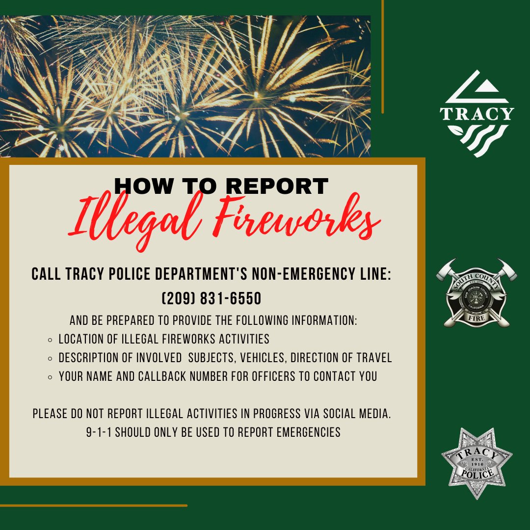 cityoftracy's tweet photo. MEDIA RELEASE: AWARDEES OF 2022 FIREWORKS LOTTERY ANNOUNCED, SAFE AND SANE FIREWORKS SALES TO BEGIN TUESDAY AT NOON IN TRACY

Read it here: https://t.co/AOSJ5WEoJf

Please RT!

#TracyCa #CityOfTracy #ThinkInsideTheTriangle https://t.co/oqaeQHxkoF