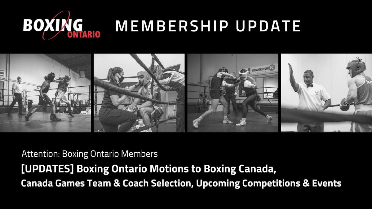 BoxingOntario's tweet photo. [MEMBERSHIP UPDATE] Boxing Ontario Motions to Boxing Canada, Canada Games Team &amp; Coach Selection, Upcoming Competitions &amp; Courses, Tournament News 

👉 Learn more at https://t.co/G09ianyswh https://t.co/QZKc7zUEse
