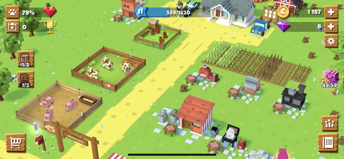 AI545700's tweet photo. このゲームマイクラの世界に似てる(❁´ω`❁)始めたばかりだか農場や、マイクラが好きならハマるかも🤔今のところほぼ毎日ログインしてる(❁´ω`❁)いいゲームまた発見！ #BlockyFarm https://t.co/MKzzbfQBPg