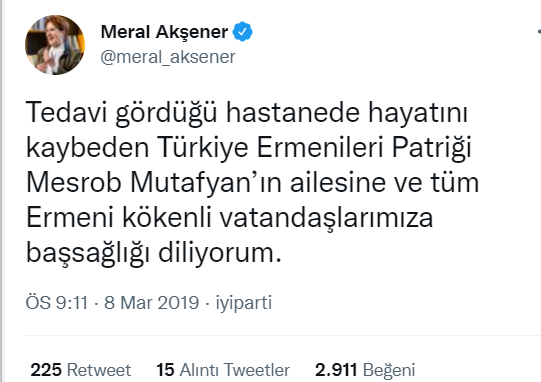 Siz bunu sağcı, ülkücü, muhafazakar camiaya yakın sanıyorsunuz demi?

Ermeni patriği için başsağlığı mesajı atıyor ama, milyonların sevdiği Müslüman bir din alimi için mesaj yazamıyor.

Ne farkı var bunun CHP'lilerde ?