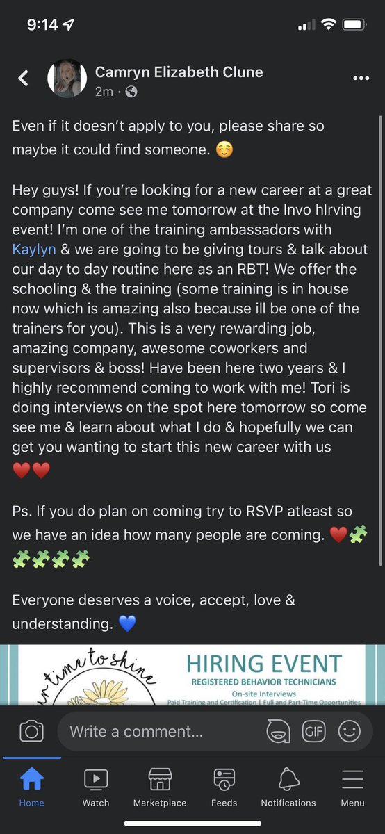 camclune4's tweet photo. Hey if anyone is looking for a new career come see me tomorrow ! ♥️🧩 https://t.co/Kb2znz9DB3